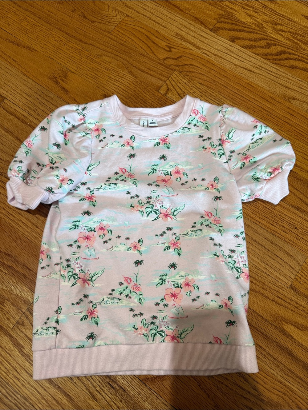 Janie and Jack Pink Floral Puff-Sleeve Sweatshirt